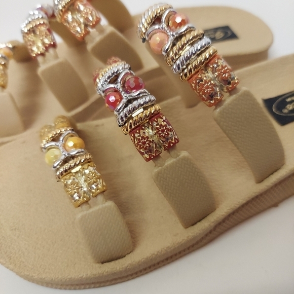 Grandco Sandals Slide Bling Color Beads Boho Dressy Flip Flops Beach Pool Sz 6 - Picture 6 of 10